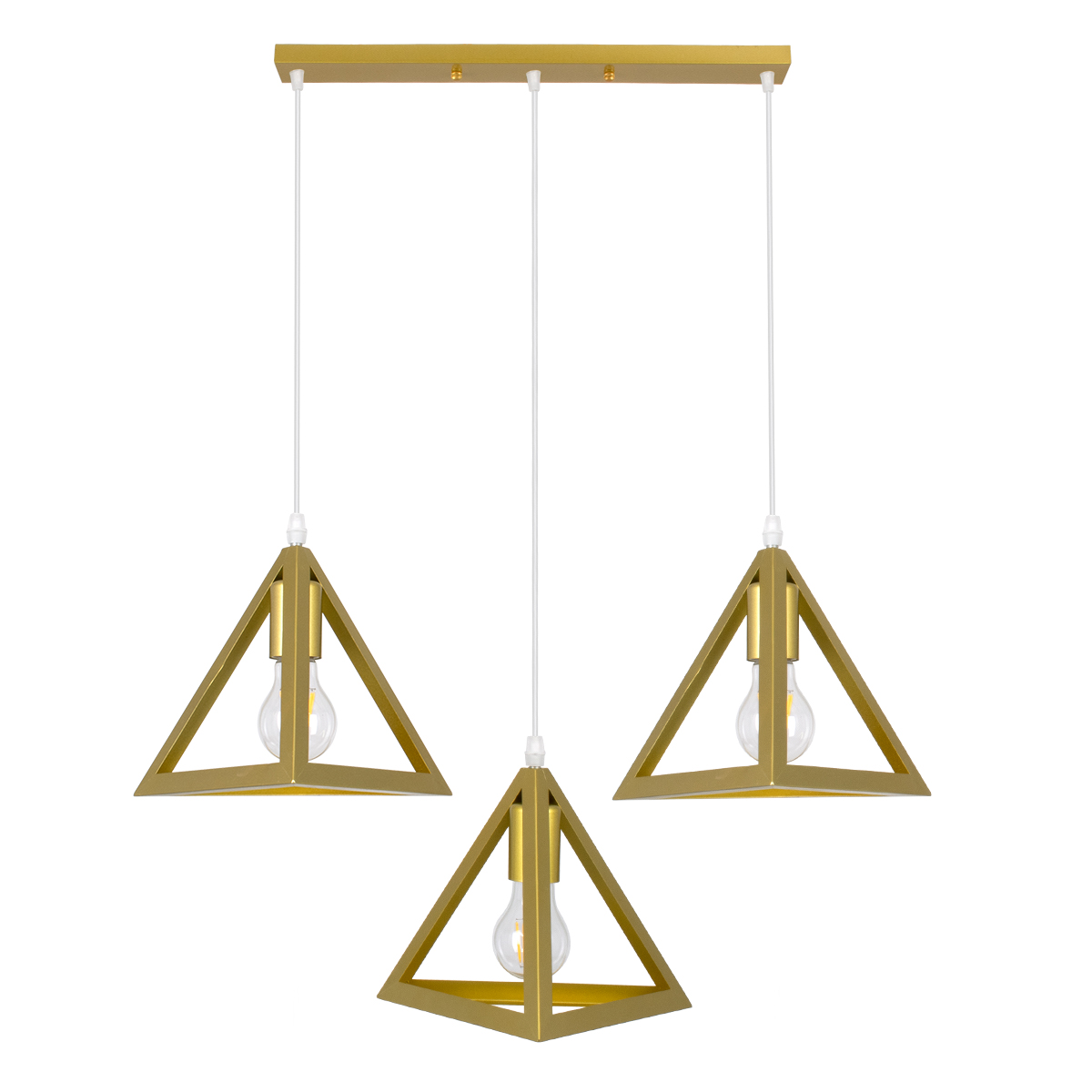 LEDTM® TRIANGLE 00625 Μοντέρνο Κρεμαστό Φωτιστικό Οροφής με Ντουί 3 x E27 AC 220-240V IP20 - Χρυσό - Μ70 x Π22 x Y130cm - Image 3