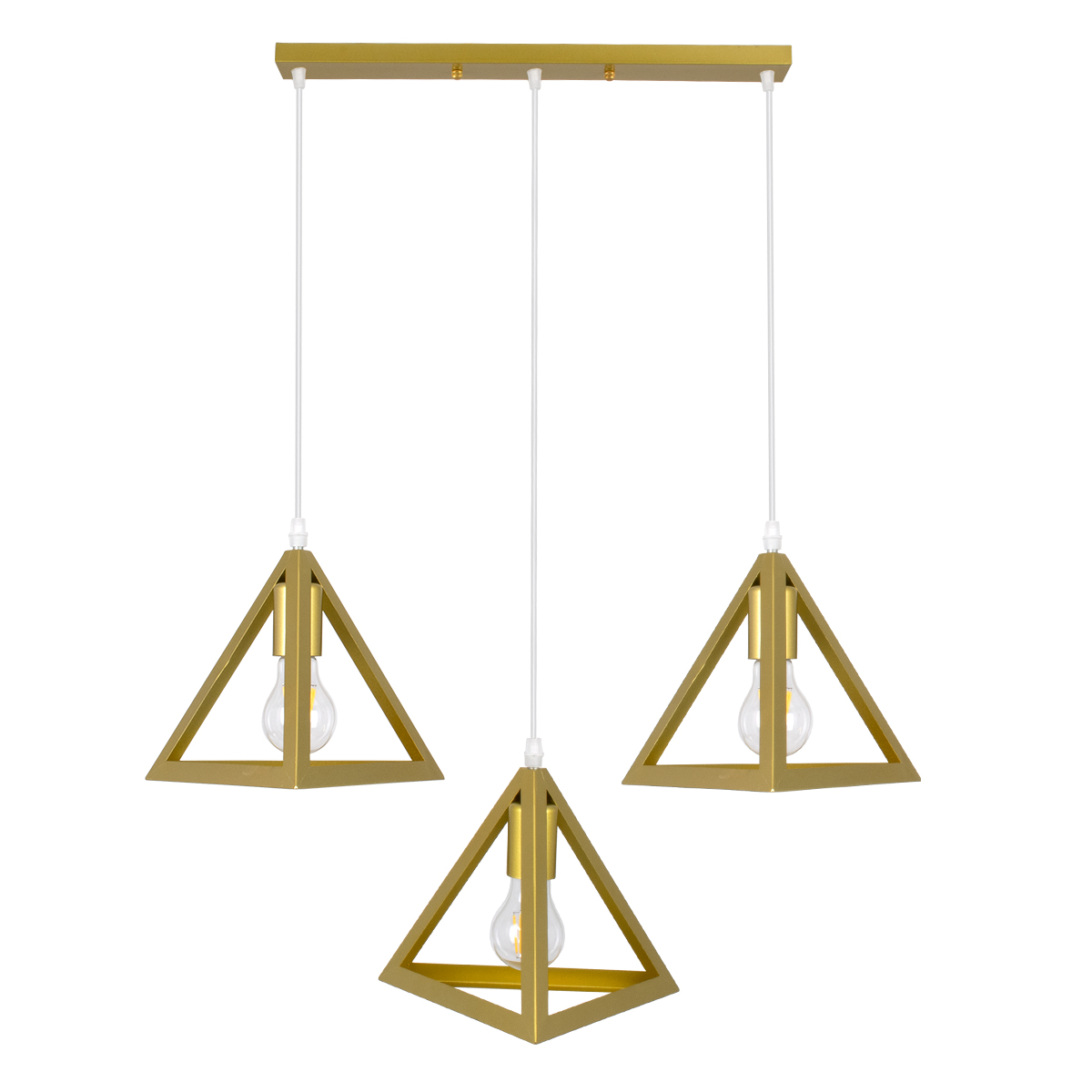 LEDTM® TRIANGLE 00625 Μοντέρνο Κρεμαστό Φωτιστικό Οροφής με Ντουί 3 x E27 AC 220-240V IP20 - Χρυσό - Μ70 x Π22 x Y130cm - Image 4