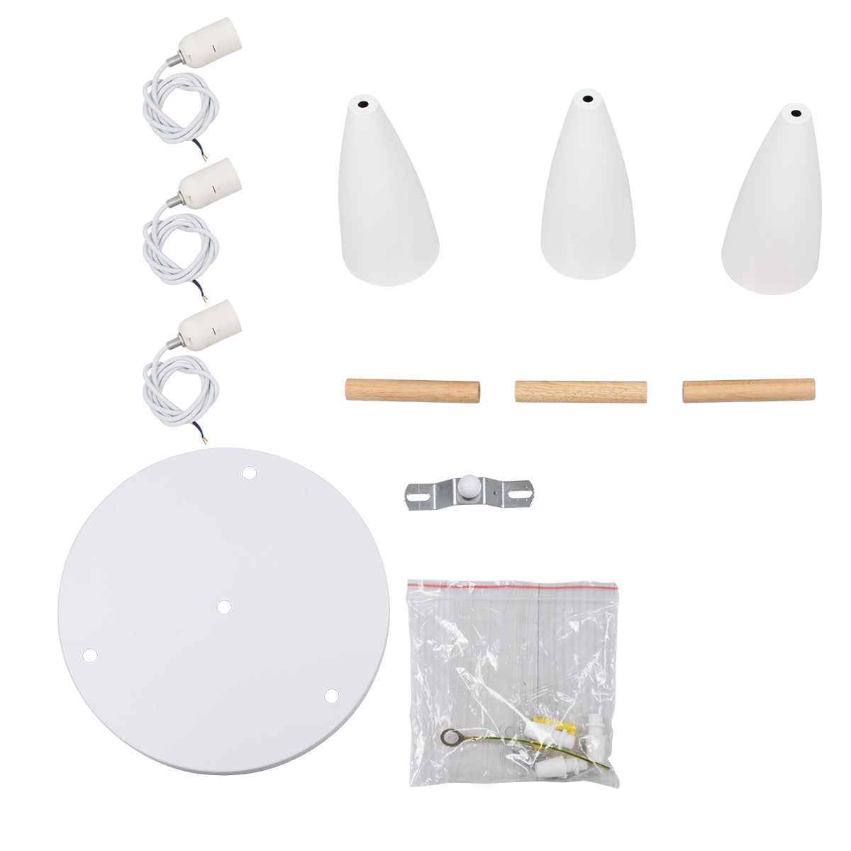 LEDTM® DILLON 00627 Μοντέρνο Κρεμαστό Φωτιστικό Οροφής με Ντουί 3 x E27 AC 220-240V IP20 - Λευκό & Μπεζ - Μ26 x Π26 x Υ130cm - Image 9