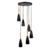 LEDTM® DILLON 00628 Μοντέρνο Κρεμαστό Φωτιστικό Οροφής με Ντουί 6 x E27 AC 220-240V IP20 - Μαύρο & Μπεζ - Μ52 x Π52 x Y130cm - Image 3