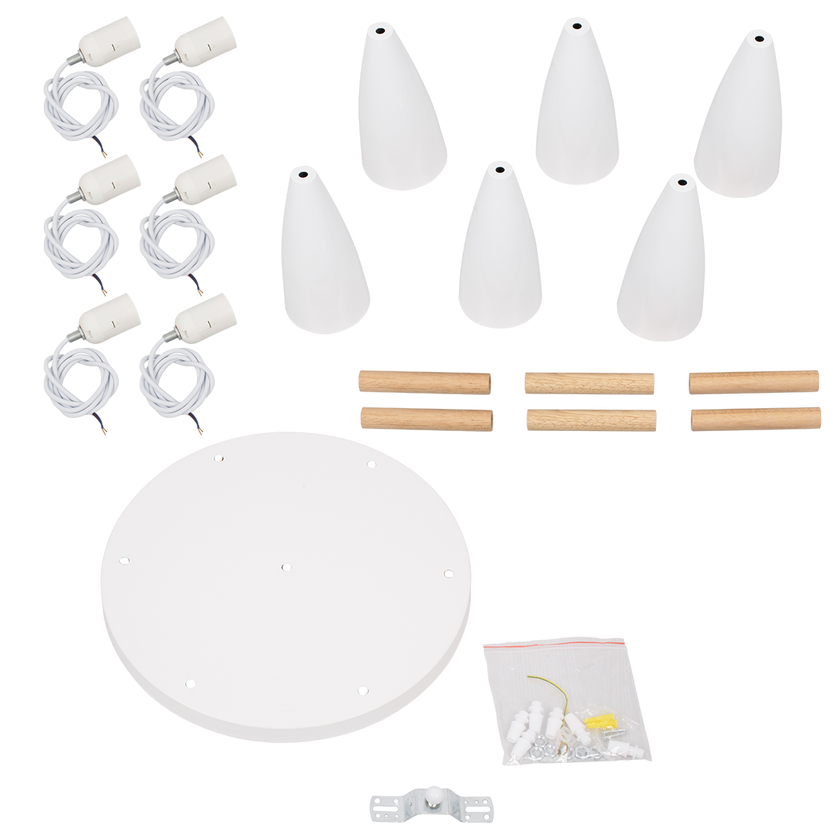 LEDTM® DILLON 00629 Μοντέρνο Κρεμαστό Φωτιστικό Οροφής με Ντουί 6 x E27 AC 220-240V IP20 - Λευκό & Μπεζ - Μ52 x Π52 x Y130cm - Image 9