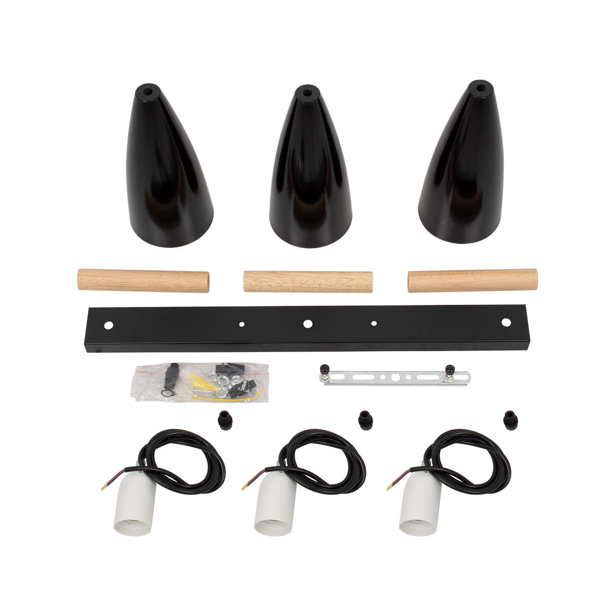 LEDTM® DILLON 00630 Μοντέρνο Κρεμαστό Φωτιστικό Οροφής με Ντουί 3 x E27 AC 220-240V IP20 - Μαύρο & Μπεζ - Μ54 x Π14 x Υ130cm - Image 9