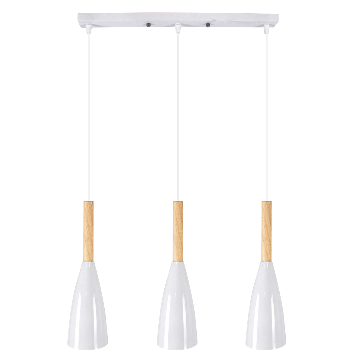 LEDTM® DILLON 00631 Μοντέρνο Κρεμαστό Φωτιστικό Οροφής με Ντουί 3 x E27 AC 220-240V IP20 - Λευκό & Μπεζ - Μ54 x Π14 x Υ130cm - Image 3