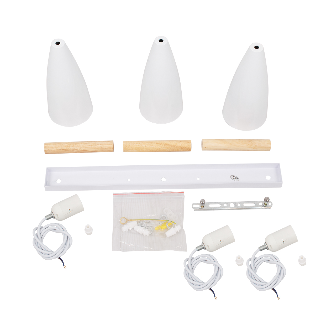 LEDTM® DILLON 00631 Μοντέρνο Κρεμαστό Φωτιστικό Οροφής με Ντουί 3 x E27 AC 220-240V IP20 - Λευκό & Μπεζ - Μ54 x Π14 x Υ130cm - Image 9