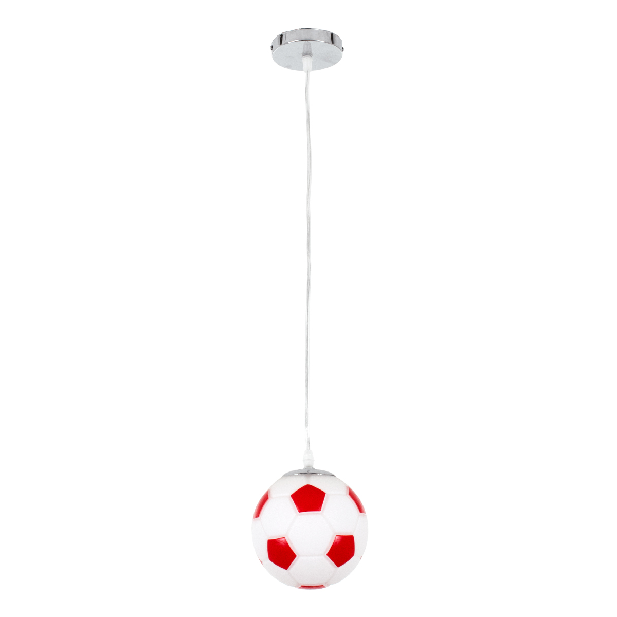 LEDTM® FOOTBALL 00642 Παιδικό Κρεμαστό Φωτιστικό Οροφής με Ντουί 1 x E27 AC 220-240V IP20 - Λευκό & Κόκκινο - Μ15 x Π15 x Y18cm - Image 4