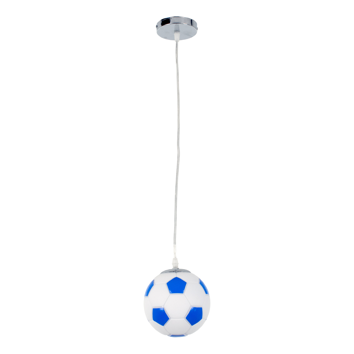 LEDTM® FOOTBALL 00644 Παιδικό Κρεμαστό Φωτιστικό Οροφής με Ντουί 1 x E27 AC 220-240V IP20 - Λευκό & Μπλε - Μ15 x Π15 x Y18cm - Image 4