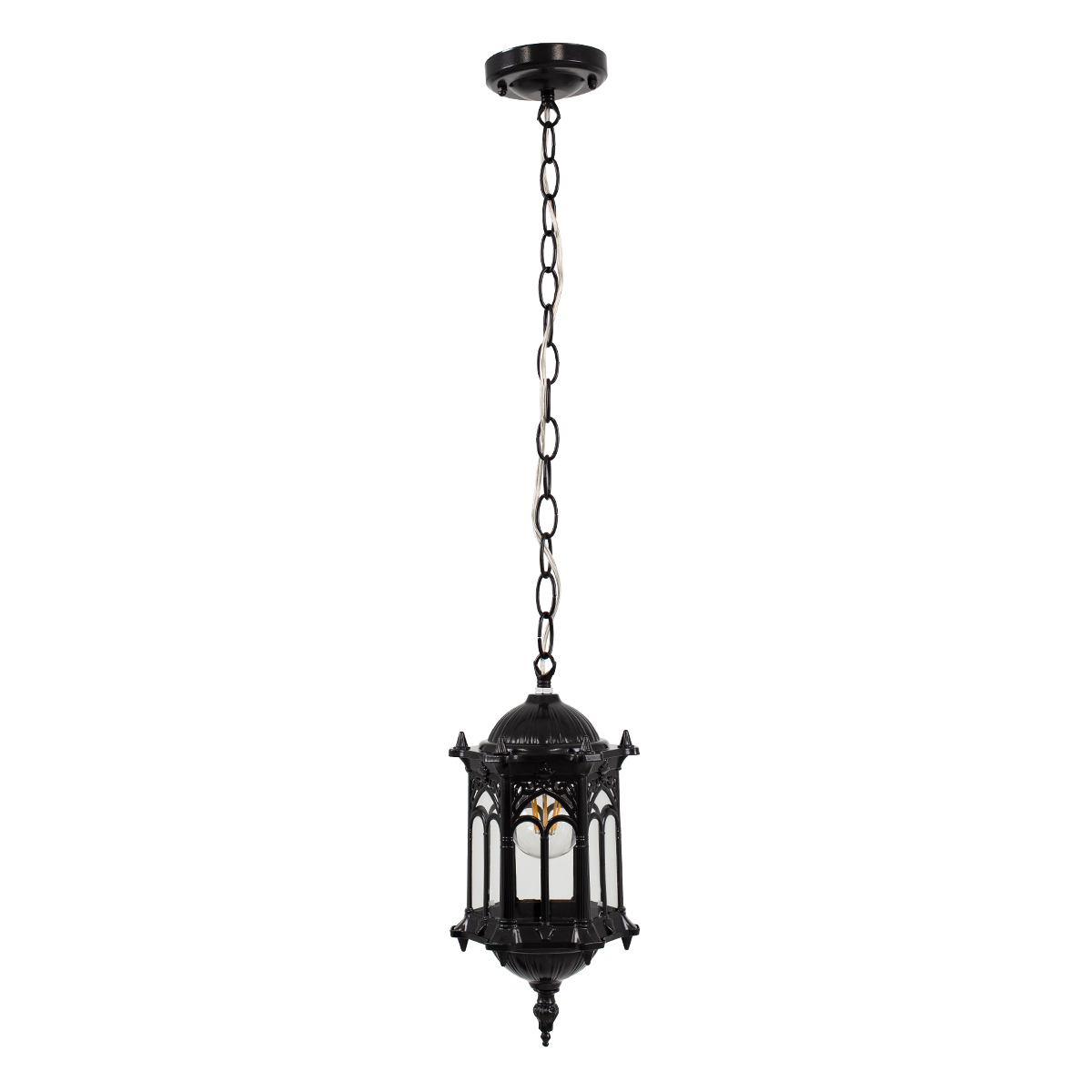 LEDTM® DARCY 00655 Vintage Κρεμαστό Φωτιστικό Οροφής με Ντουί 1 x E27 AC 220-240V IP20 - Μαύρο - Μ15.5 x Π15.5 x Υ32.5cm - Image 4