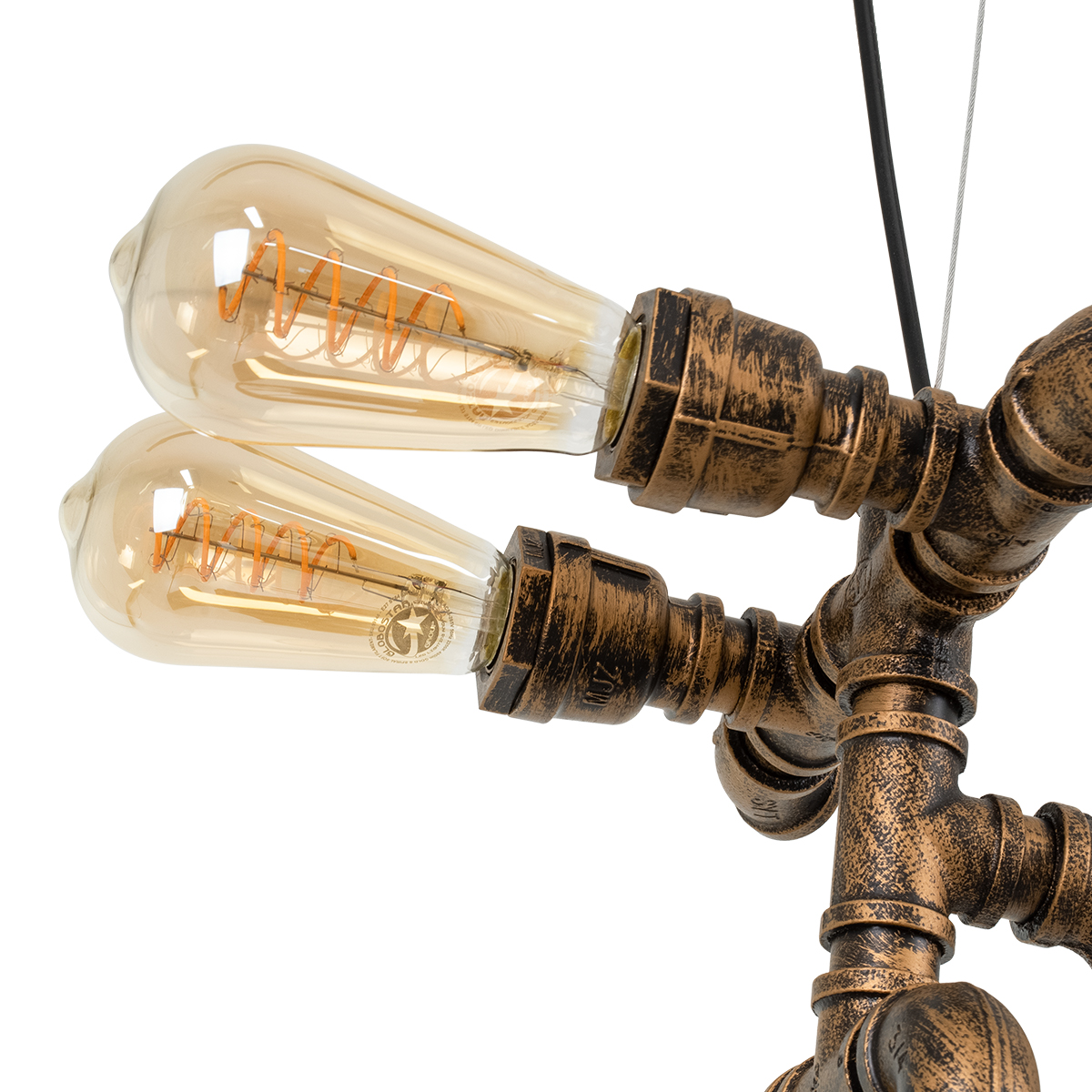 LEDTM® SWIFTWALKER 00660 Vintage Κρεμαστό Φωτιστικό Οροφής με Ντουί 3 x E27 AC 220-240V IP20 - Χάλκινο & Κόκκινο - Μ85 x Π29.5 x Υ55cm - Image 14