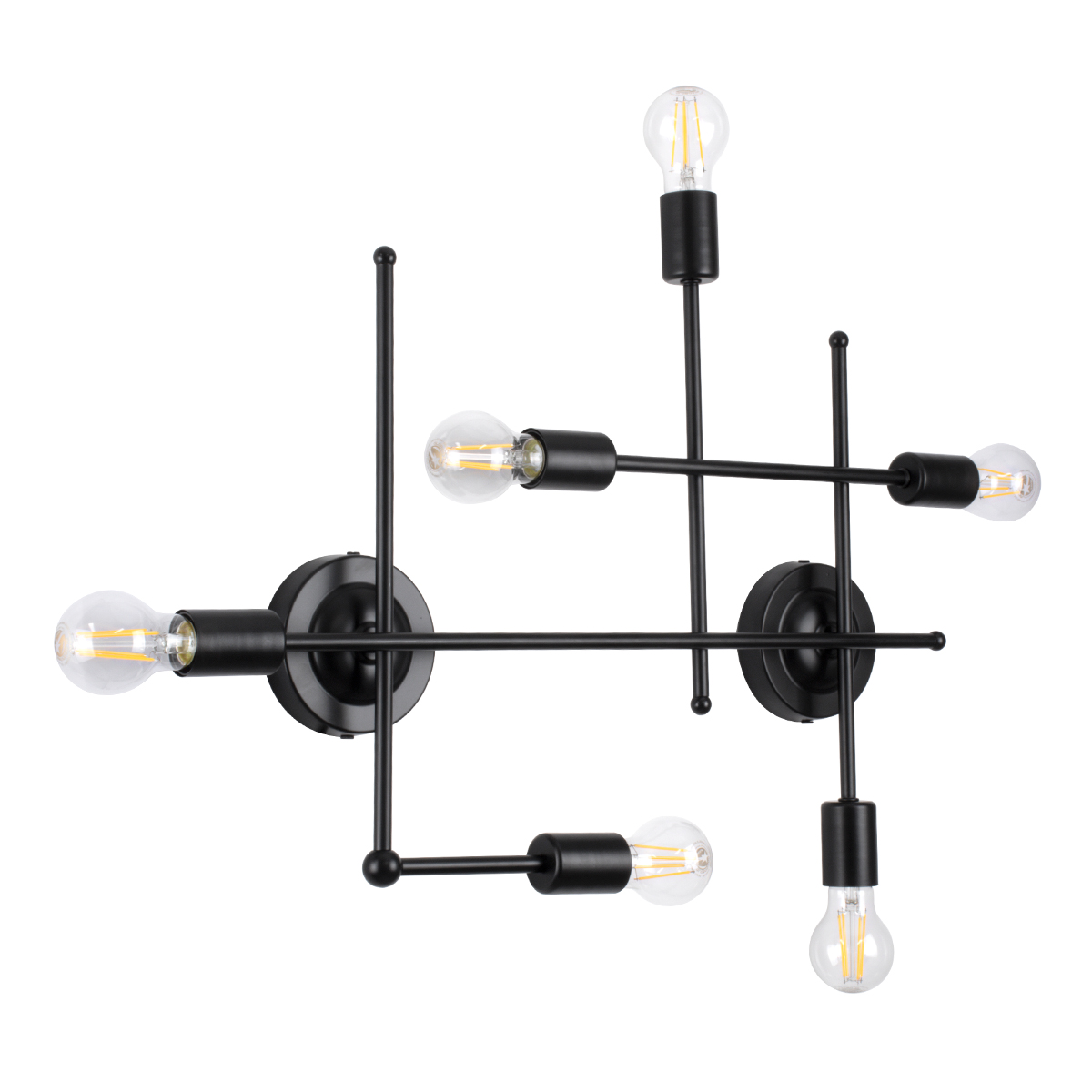 LEDTM® PIPING 00664-1 Vintage Φωτιστικό Οροφής με Ντουί 6 x E27 AC 220-240V IP20 - Μαύρο - Μ66 x Π9.5 x Υ49cm - Image 4