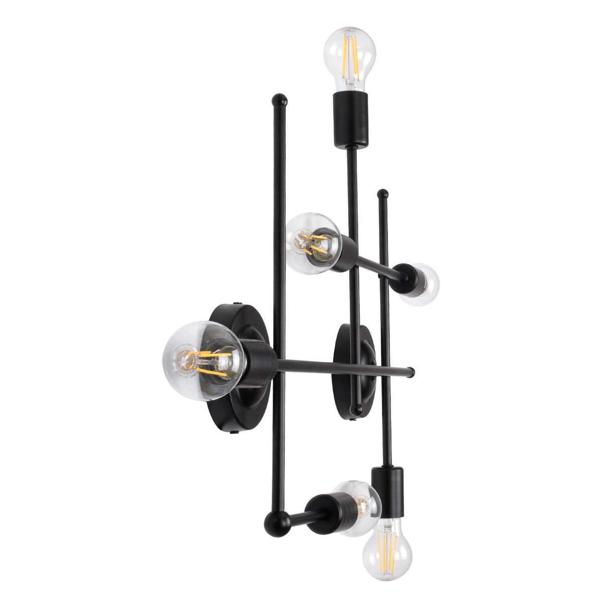 LEDTM® PIPING 00664-1 Vintage Φωτιστικό Οροφής με Ντουί 6 x E27 AC 220-240V IP20 - Μαύρο - Μ66 x Π9.5 x Υ49cm - Image 5