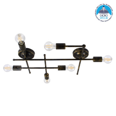LEDTM® PIPING 00666-1 Vintage Φωτιστικό Οροφής με Ντουί 6 x E27 AC 220-240V IP20 - Μπρούτζινο - Μ66 x Π9.5 x Υ49cm