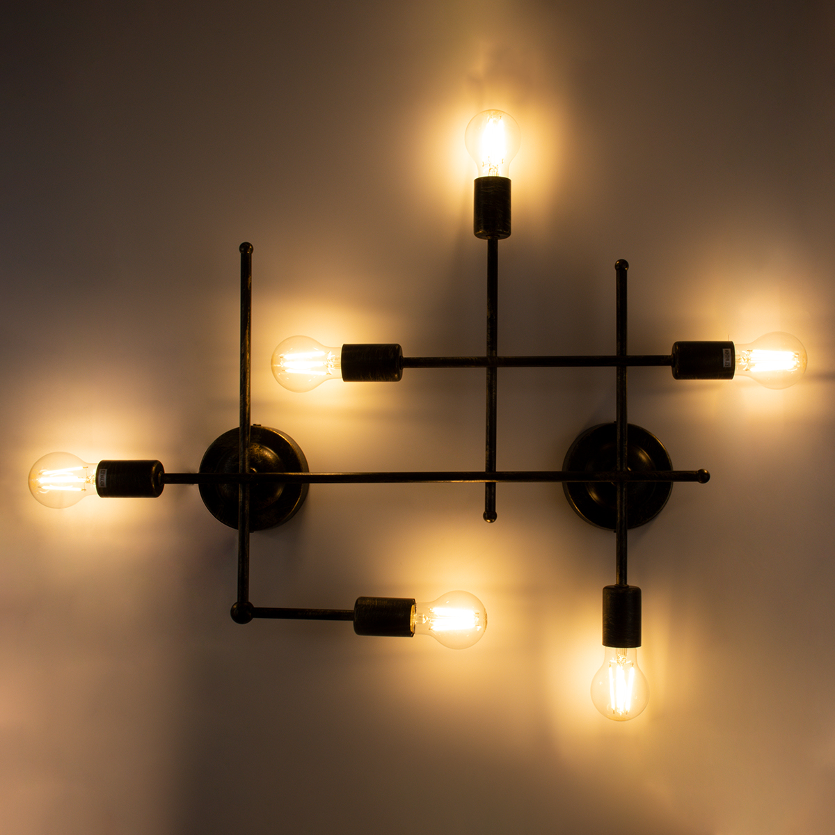 LEDTM® PIPING 00666-1 Vintage Φωτιστικό Οροφής με Ντουί 6 x E27 AC 220-240V IP20 - Μπρούτζινο - Μ66 x Π9.5 x Υ49cm - Image 3