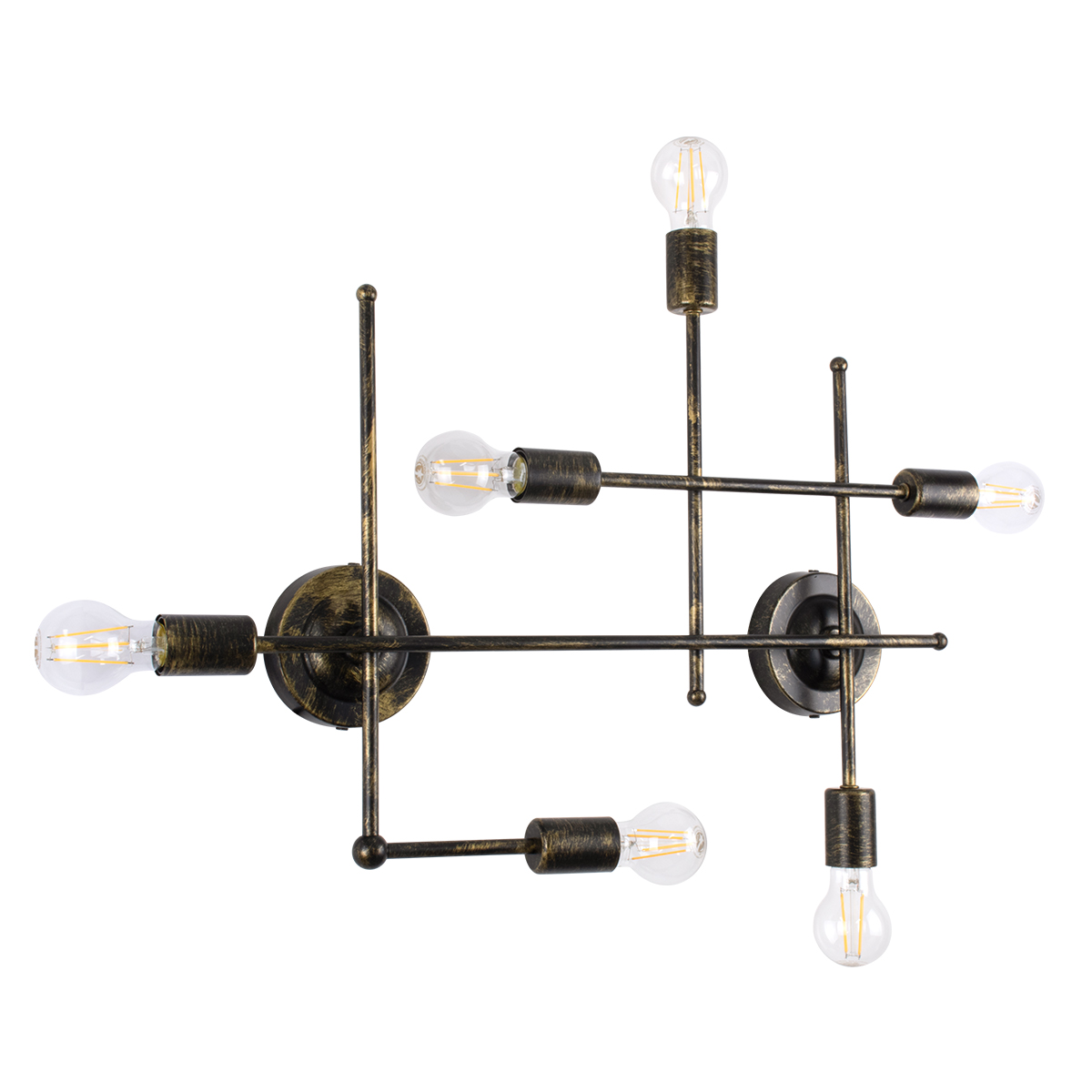 LEDTM® PIPING 00666-1 Vintage Φωτιστικό Οροφής με Ντουί 6 x E27 AC 220-240V IP20 - Μπρούτζινο - Μ66 x Π9.5 x Υ49cm - Image 4