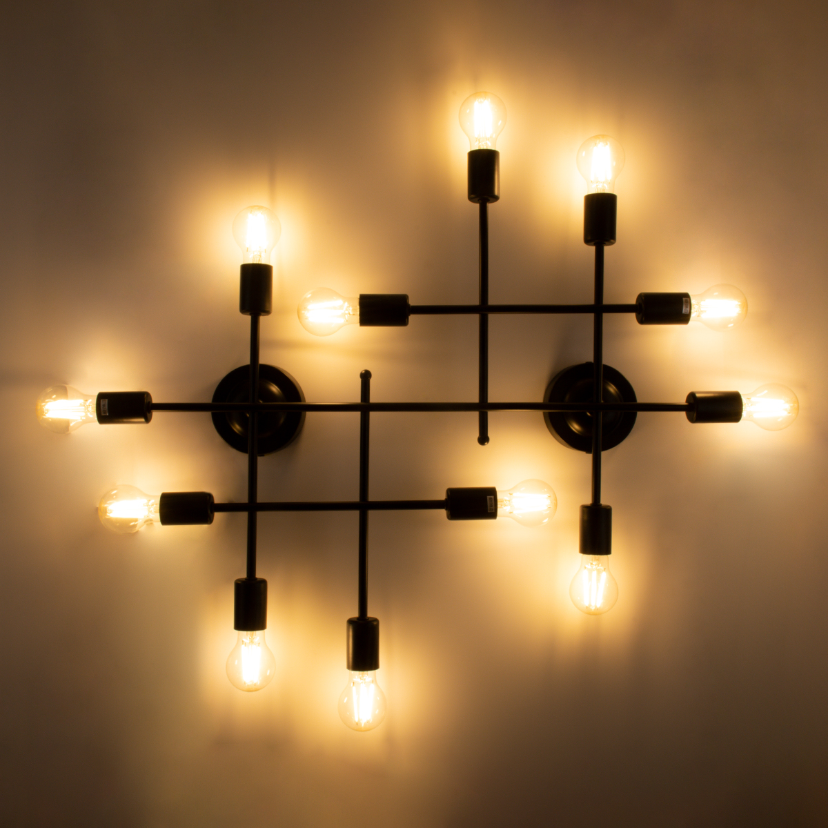 LEDTM® PIPING 00667-1 Vintage Φωτιστικό Οροφής με Ντουί 12 x E27 AC 220-240V IP20 - Μαύρο - Μ78.5 x Π9.5 x Υ64cm - Image 3