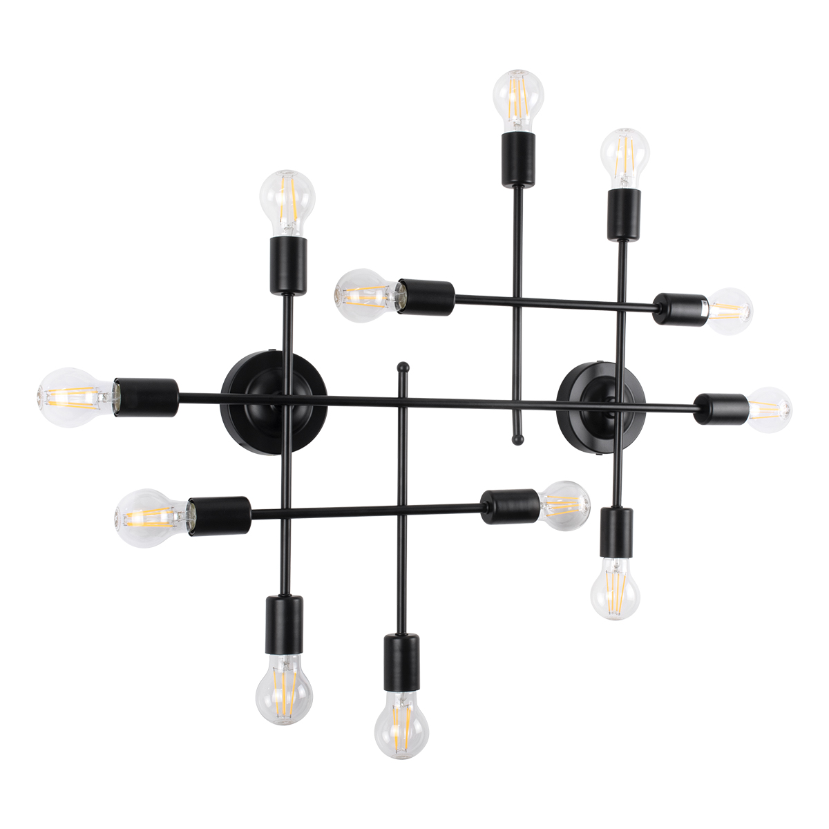 LEDTM® PIPING 00667-1 Vintage Φωτιστικό Οροφής με Ντουί 12 x E27 AC 220-240V IP20 - Μαύρο - Μ78.5 x Π9.5 x Υ64cm - Image 4