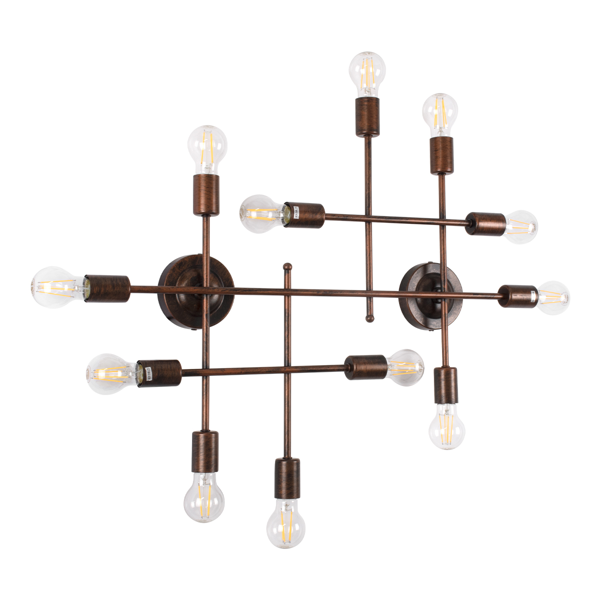 LEDTM® PIPING 00668-1 Vintage Φωτιστικό Οροφής με Ντουί 12 x E27 AC 220-240V IP20 - Χάλκινο - Μ78.5 x Π9.5 x Υ64cm - Image 4