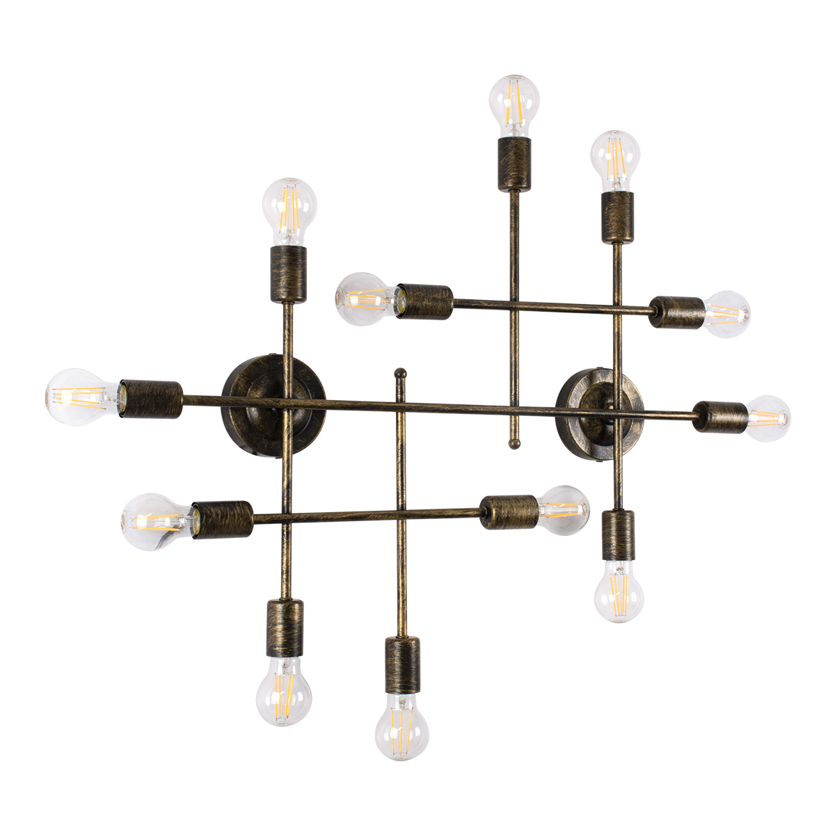 LEDTM® PIPING 00669-1 Vintage Φωτιστικό Οροφής με Ντουί 12 x E27 AC 220-240V IP20 - Μπρούτζινο - Μ78.5 x Π9.5 x Υ64cm - Image 4