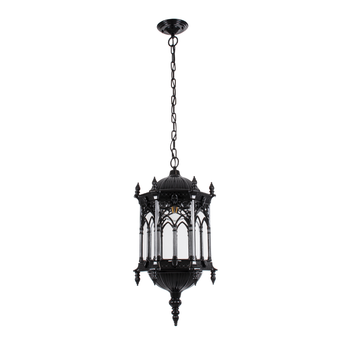 LEDTM® DARCY 00672 Vintage Κρεμαστό Φωτιστικό Οροφής με Ντουί 1 x E27 AC 220-240V IP20 - Μαύρο & Διάφανο - Μ35 x Π35 x Υ61cm - Image 4