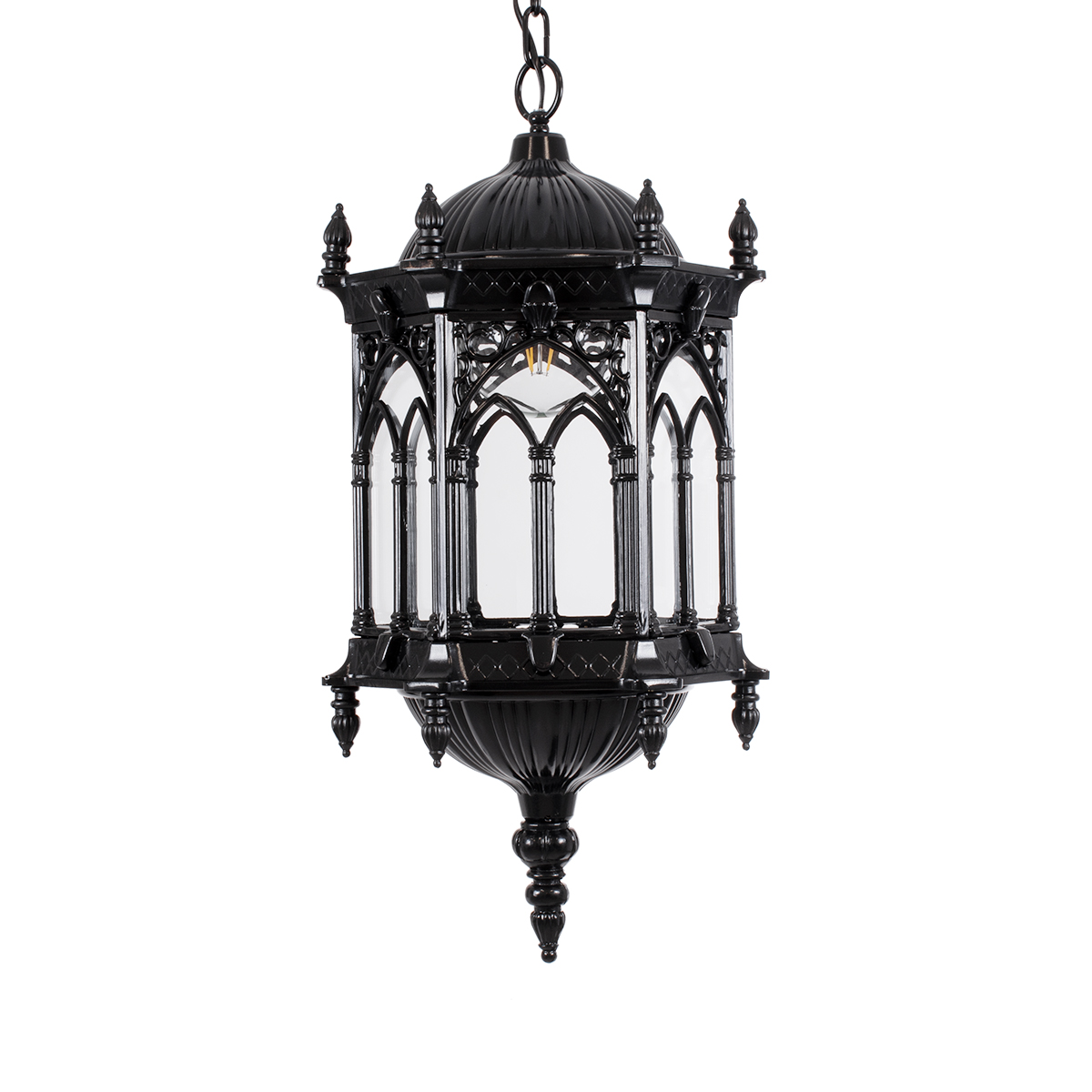LEDTM® DARCY 00672 Vintage Κρεμαστό Φωτιστικό Οροφής με Ντουί 1 x E27 AC 220-240V IP20 - Μαύρο & Διάφανο - Μ35 x Π35 x Υ61cm - Image 5