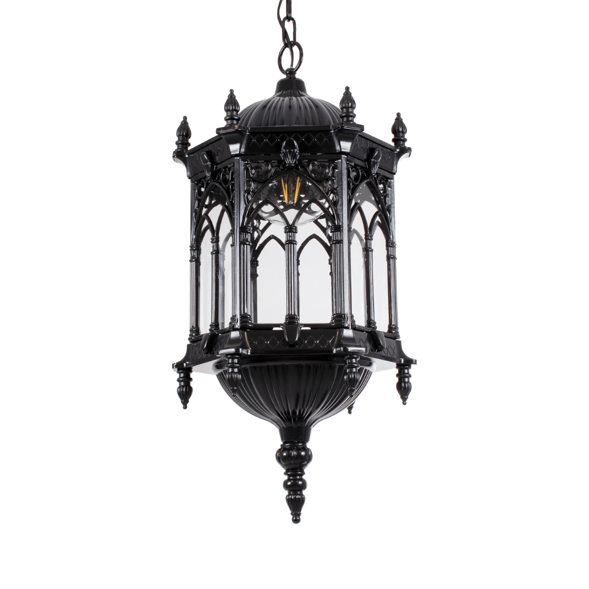 LEDTM® DARCY 00672 Vintage Κρεμαστό Φωτιστικό Οροφής με Ντουί 1 x E27 AC 220-240V IP20 - Μαύρο & Διάφανο - Μ35 x Π35 x Υ61cm - Image 7