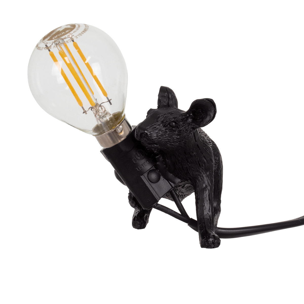 LEDTM® MOUSE 00675 Vintage Επιτραπέζιο Φωτιστικό Πορτατίφ με Ντουί 1 x E12 AC 220-240V IP20 - Μαύρο - Μ13 x Π4 x Υ7cm - Image 3