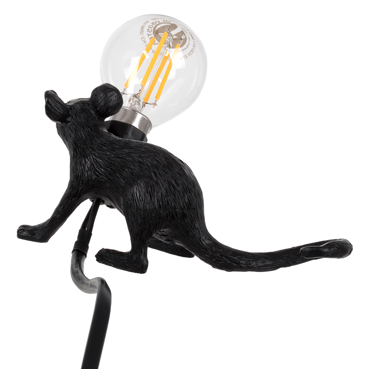 LEDTM® MOUSE 00675 Vintage Επιτραπέζιο Φωτιστικό Πορτατίφ με Ντουί 1 x E12 AC 220-240V IP20 - Μαύρο - Μ13 x Π4 x Υ7cm - Image 4