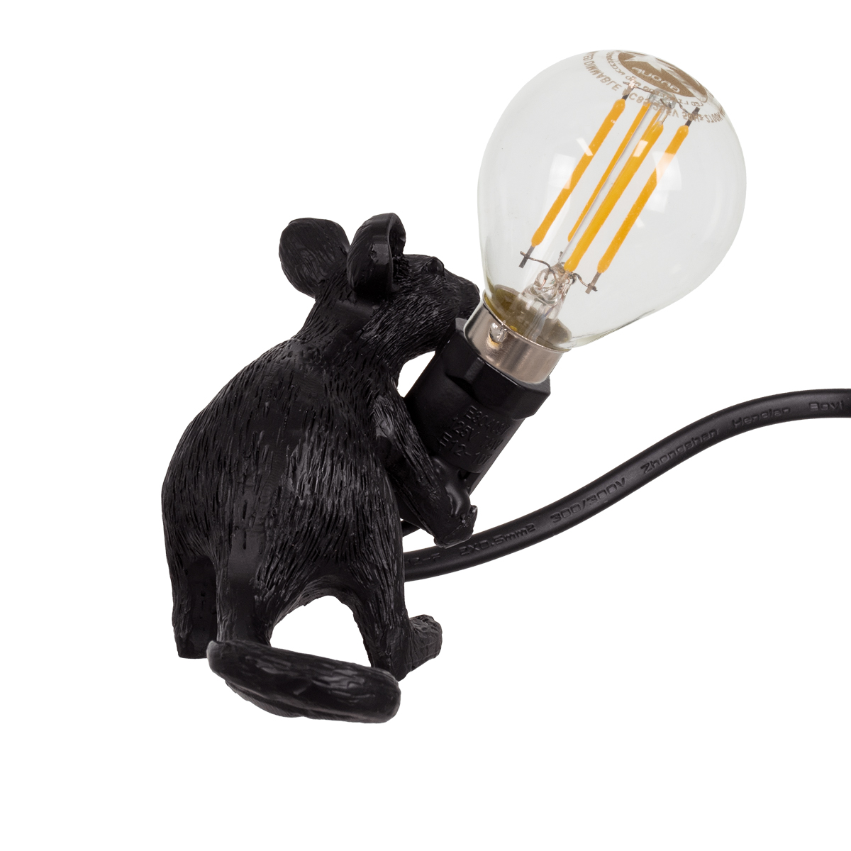 LEDTM® MOUSE 00675 Vintage Επιτραπέζιο Φωτιστικό Πορτατίφ με Ντουί 1 x E12 AC 220-240V IP20 - Μαύρο - Μ13 x Π4 x Υ7cm - Image 5