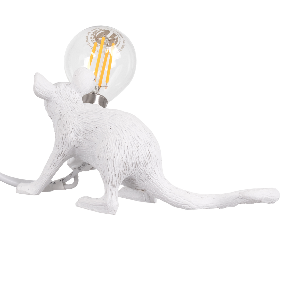 LEDTM® MOUSE 00676 Vintage Επιτραπέζιο Φωτιστικό Πορτατίφ με Ντουί 1 x E12 AC 220-240V IP20 - Λευκό - Μ13 x Π4 x Υ7cm - Image 4