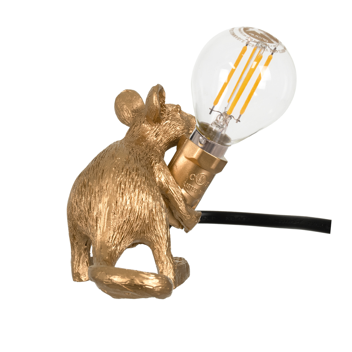 LEDTM® MOUSE 00677 Vintage Επιτραπέζιο Φωτιστικό Πορτατίφ με Ντουί 1 x E12 AC 220-240V IP20 - Χρυσό - Μ13 x Π4 x Υ7cm - Image 5
