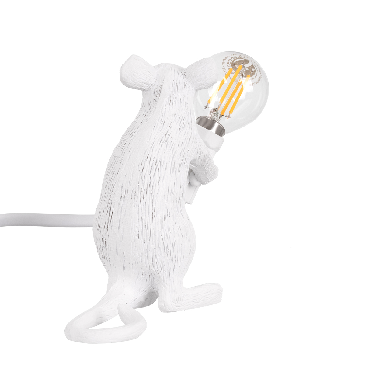 LEDTM® MOUSE 00679 Vintage Επιτραπέζιο Φωτιστικό Πορτατίφ με Ντουί 1 x E12 AC 220-240V IP20 - Λευκό - Μ12 x Π4 x Υ10cm - Image 4