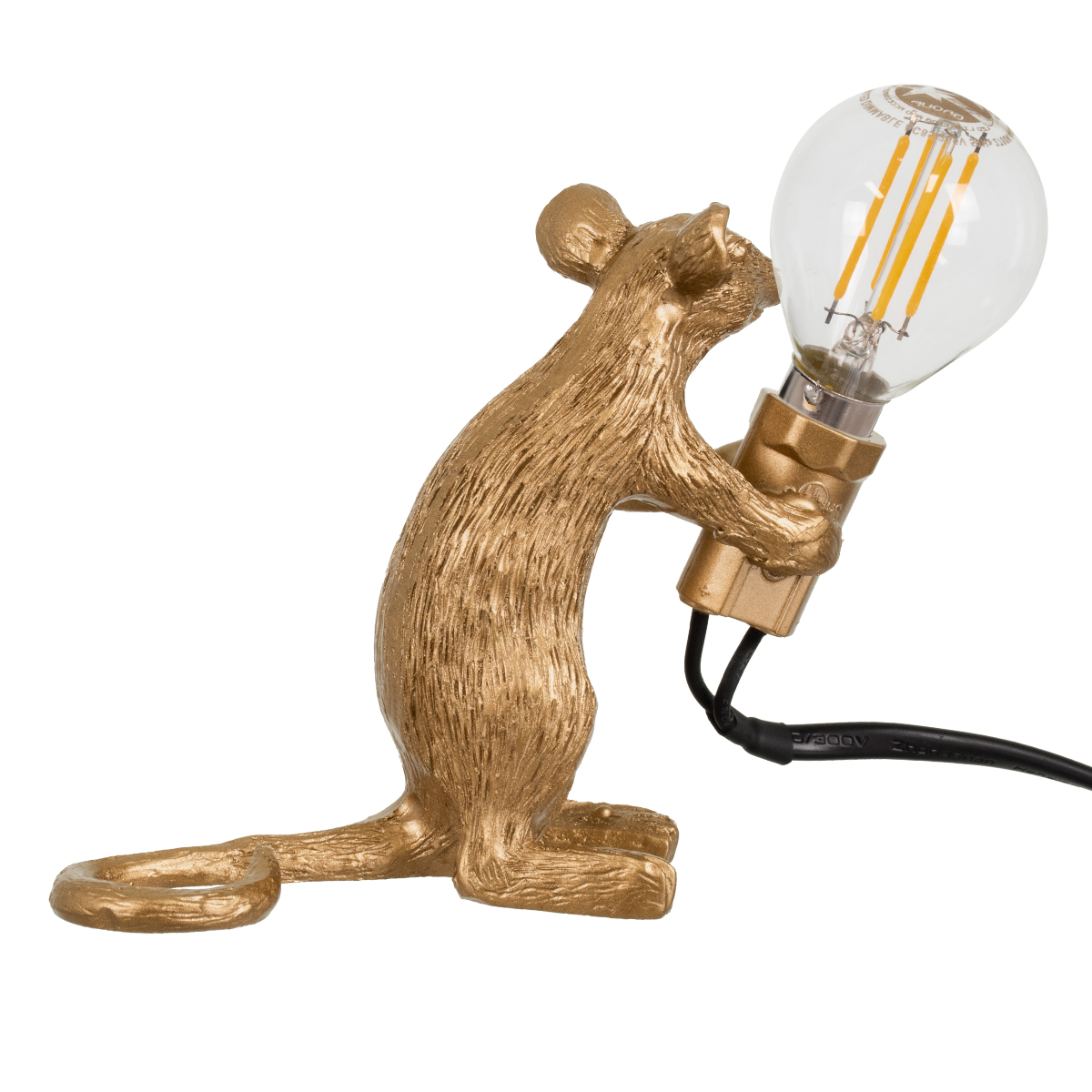 LEDTM® MOUSE 00680 Vintage Επιτραπέζιο Φωτιστικό Πορτατίφ με Ντουί 1 x E12 AC 220-240V IP20 - Χρυσό - Μ12 x Π4 x Υ10cm - Image 3