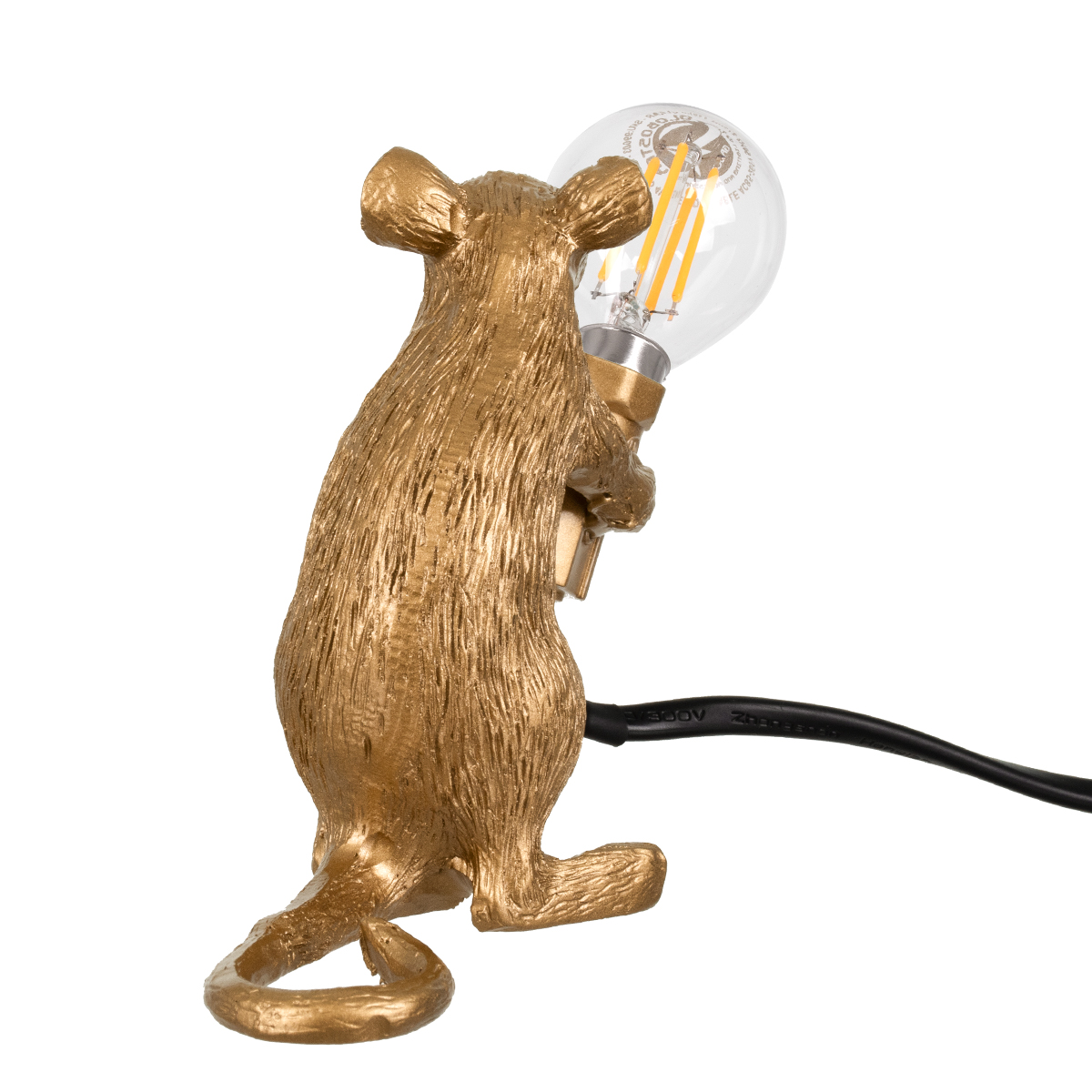 LEDTM® MOUSE 00680 Vintage Επιτραπέζιο Φωτιστικό Πορτατίφ με Ντουί 1 x E12 AC 220-240V IP20 - Χρυσό - Μ12 x Π4 x Υ10cm - Image 4