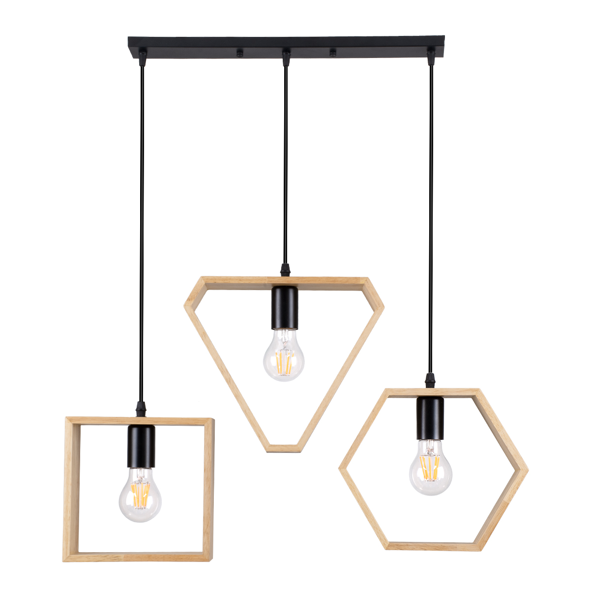 LEDTM® ELISE 00682 Μοντέρνο Κρεμαστό Φωτιστικό Οροφής με Ντουί 3 x E27 AC 220-240V IP20 - Μπεζ & Μαύρο - Μ76 x Π8 x Υ25cm - Image 3