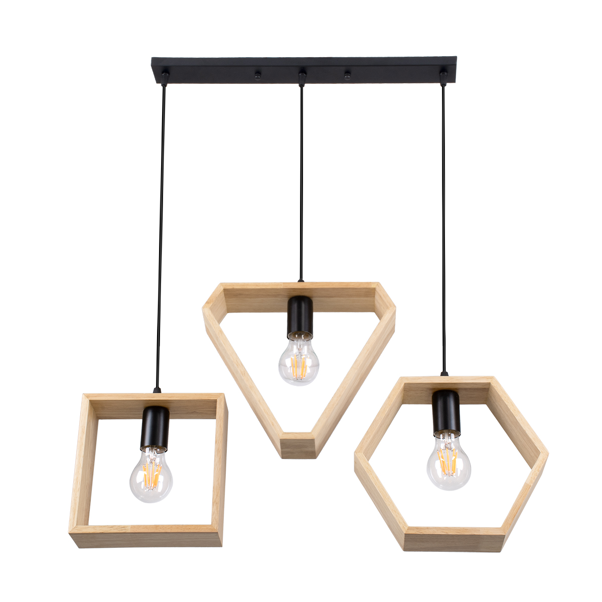 LEDTM® ELISE 00682 Μοντέρνο Κρεμαστό Φωτιστικό Οροφής με Ντουί 3 x E27 AC 220-240V IP20 - Μπεζ & Μαύρο - Μ76 x Π8 x Υ25cm - Image 4