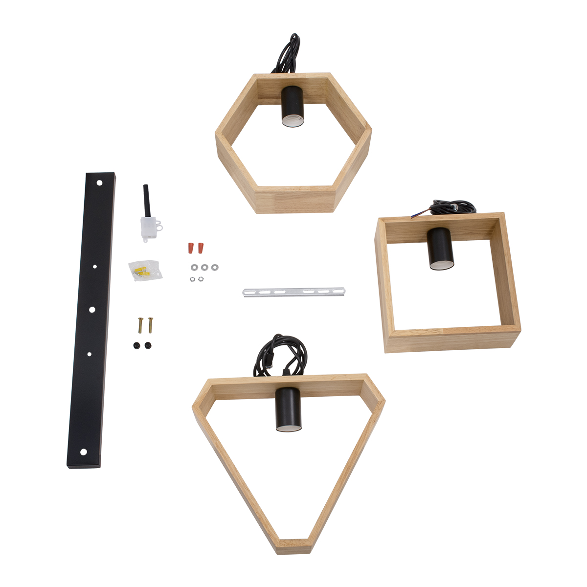 LEDTM® ELISE 00682 Μοντέρνο Κρεμαστό Φωτιστικό Οροφής με Ντουί 3 x E27 AC 220-240V IP20 - Μπεζ & Μαύρο - Μ76 x Π8 x Υ25cm - Image 8