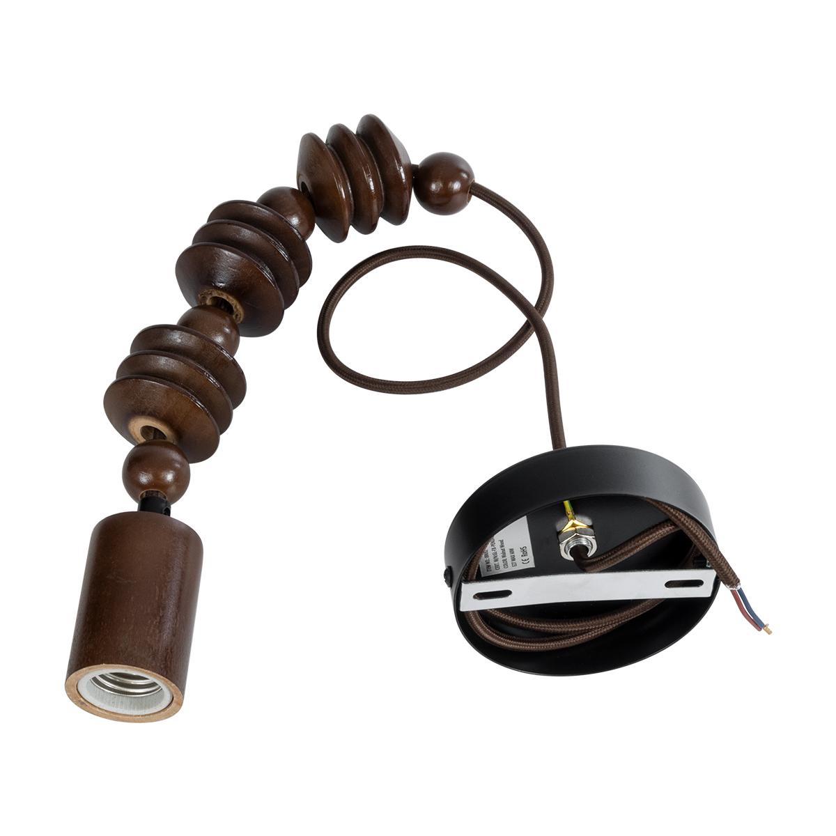 LEDTM® BEADS 00692 Vintage Κρεμαστό Φωτιστικό Οροφής με Ντουί 1 x E27 AC 220-240V IP20 - Καφέ - Μ5 x Π5 x Y33cm - Image 4