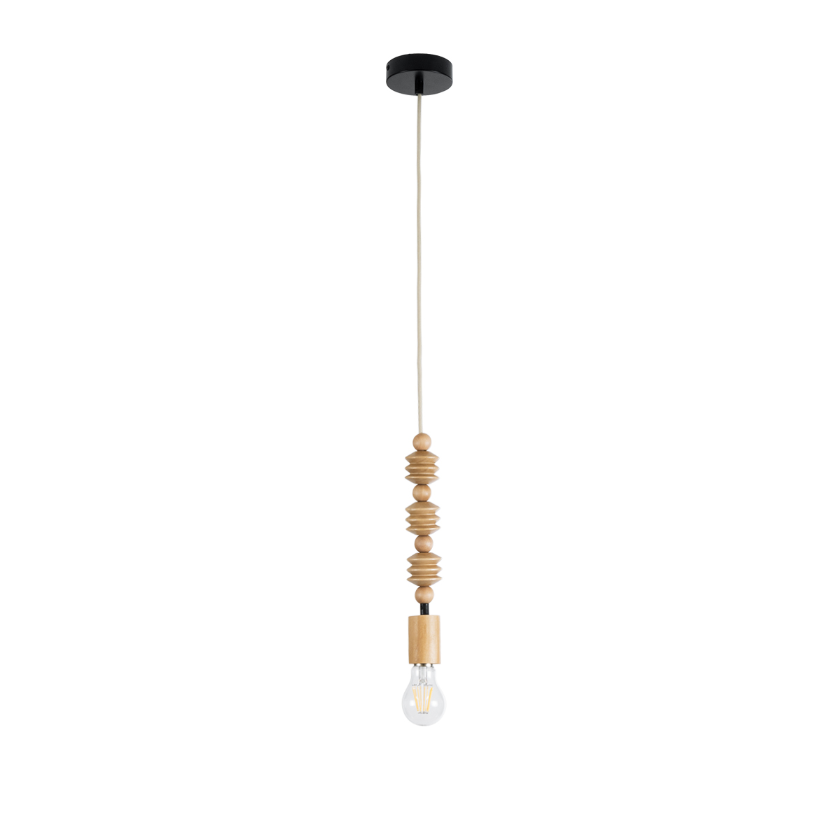 LEDTM® BEADS 00696 Vintage Κρεμαστό Φωτιστικό Οροφής με Ντουί 1 x E27 AC 220-240V IP20 - Μπεζ - Μ5 x Π5 x Υ33cm - Image 2