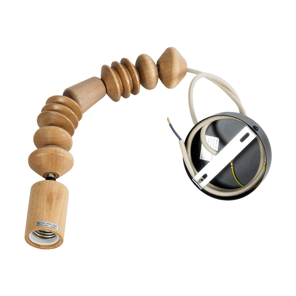 LEDTM® BEADS 00697 Vintage Κρεμαστό Φωτιστικό Οροφής με Ντουί 1 x E27 AC 220-240V IP20 - Μπεζ - Μ5 x Π5 x Υ33cm - Image 4