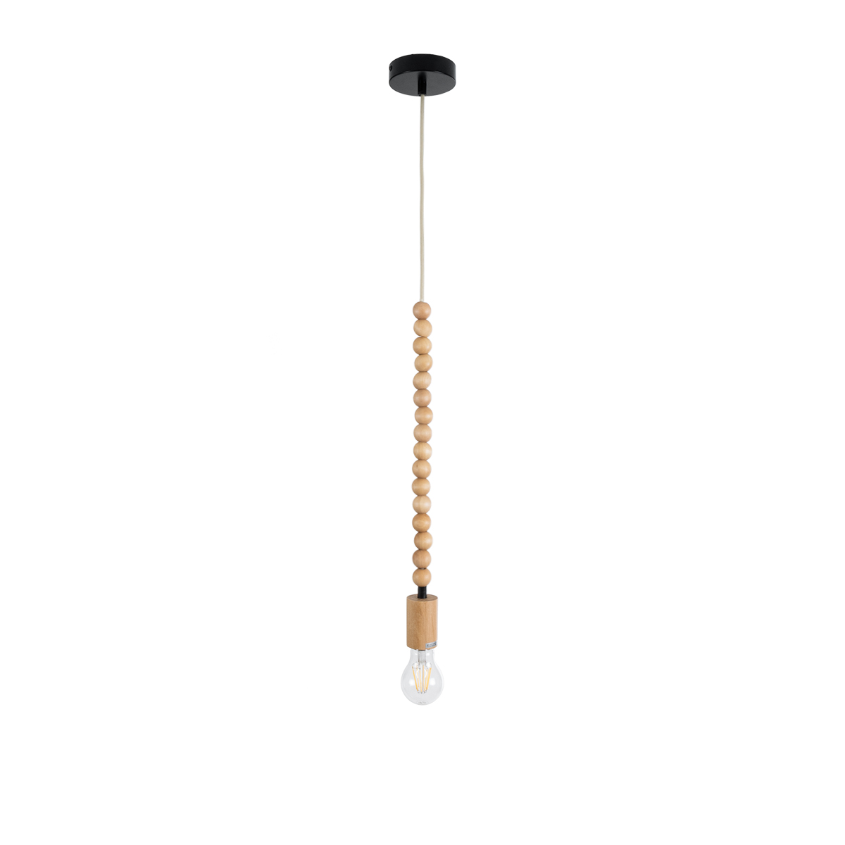 LEDTM® BEADS 00698 Vintage Κρεμαστό Φωτιστικό Οροφής με Ντουί 1 x E27 AC 220-240V IP20 - Μπεζ - Μ4 x Π4 x Υ47cm - Image 2