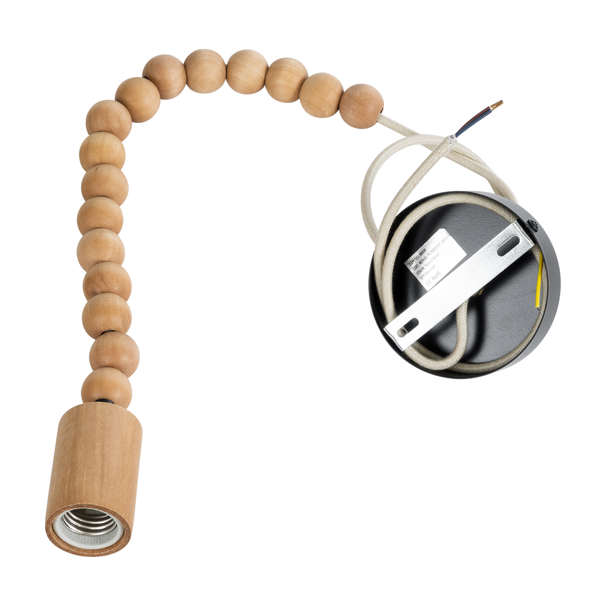LEDTM® BEADS 00698 Vintage Κρεμαστό Φωτιστικό Οροφής με Ντουί 1 x E27 AC 220-240V IP20 - Μπεζ - Μ4 x Π4 x Υ47cm - Image 3