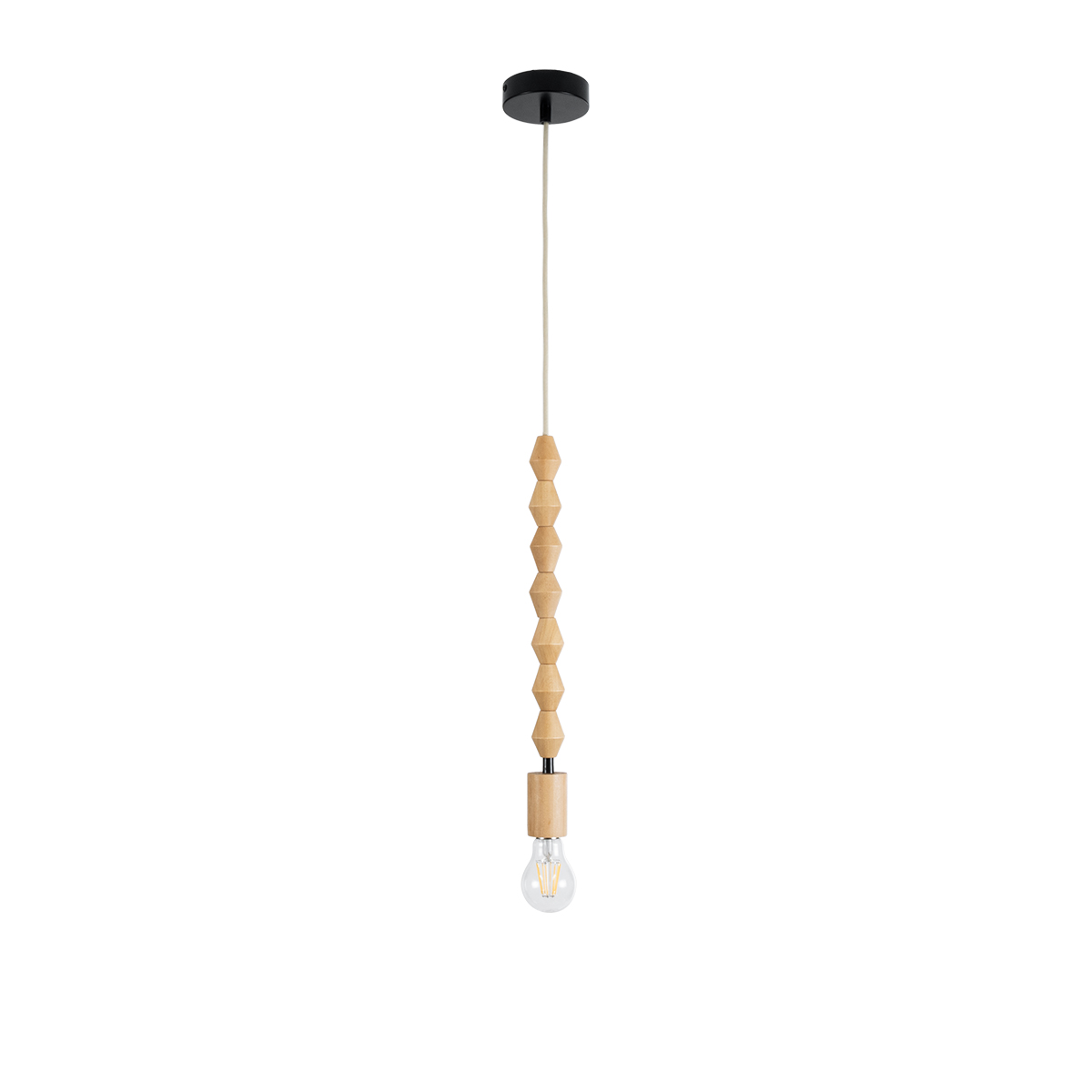 LEDTM® BEADS 00699 Vintage Κρεμαστό Φωτιστικό Οροφής με Ντουί 1 x E27 AC 220-240V IP20 - Μπεζ - Μ4 x Π4 x Υ43cm - Image 2
