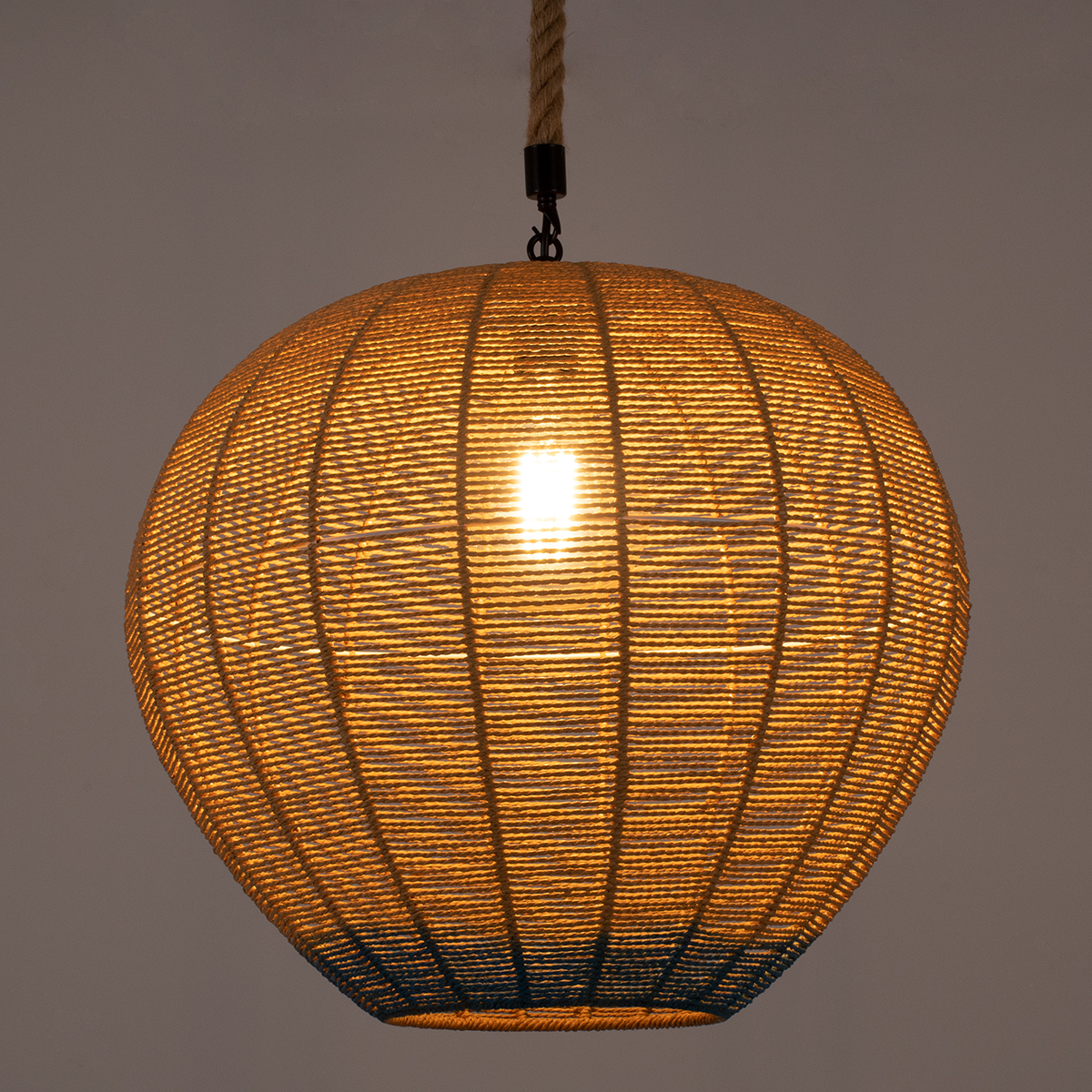 LEDTM® SIMON 00727 Boho Κρεμαστό Φωτιστικό Οροφής με Ντουί 1 x E27 AC 220-240V IP20 - Μπεζ & Μπλε - Μ50 x Π50 x Y47cm - Image 3