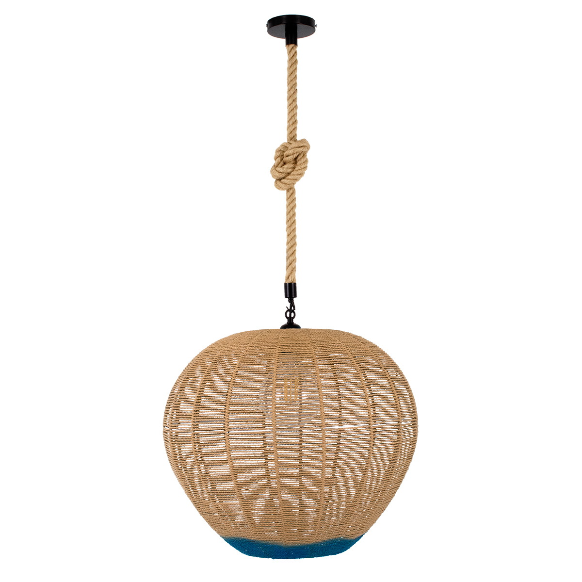 LEDTM® SIMON 00727 Boho Κρεμαστό Φωτιστικό Οροφής με Ντουί 1 x E27 AC 220-240V IP20 - Μπεζ & Μπλε - Μ50 x Π50 x Y47cm - Image 4