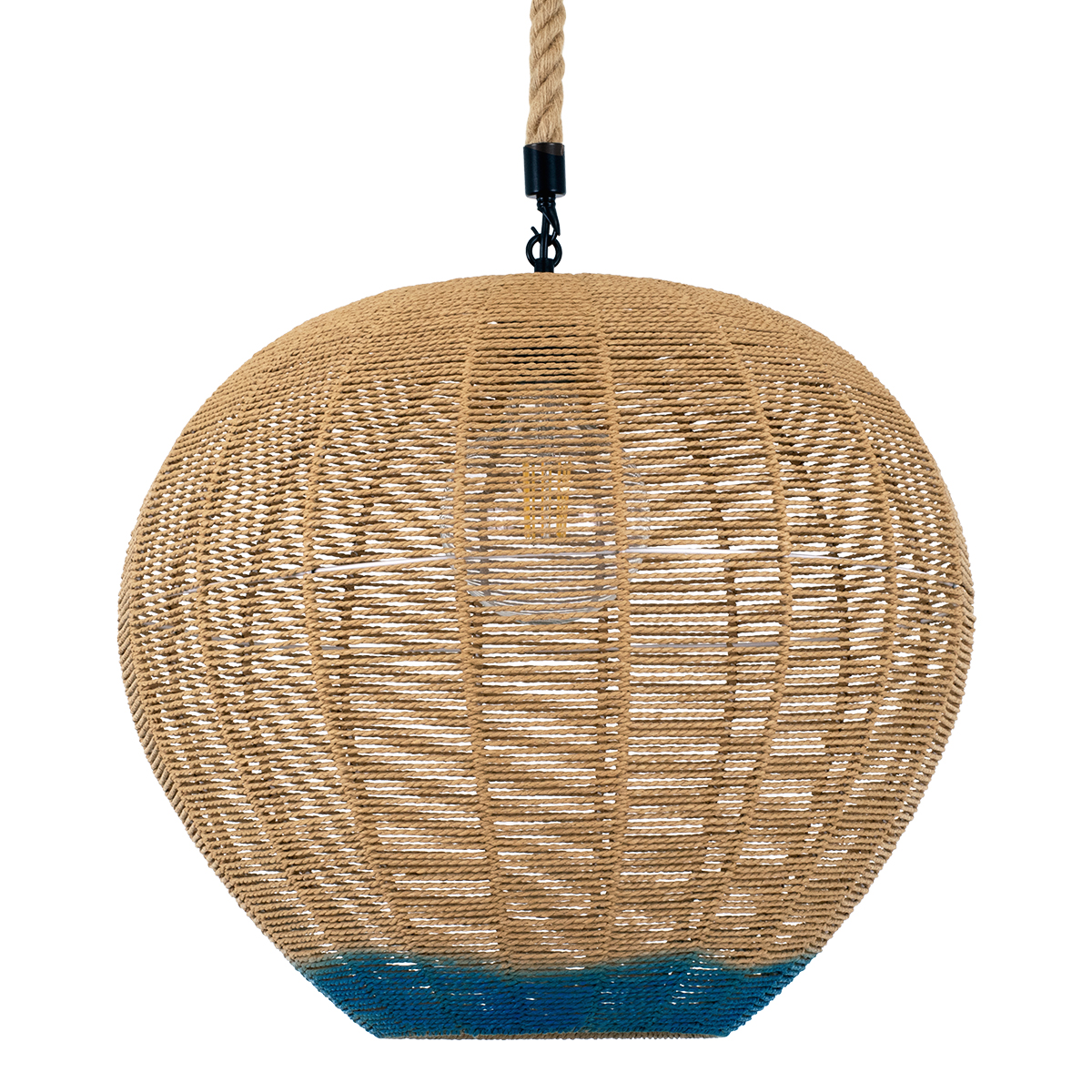 LEDTM® SIMON 00727 Boho Κρεμαστό Φωτιστικό Οροφής με Ντουί 1 x E27 AC 220-240V IP20 - Μπεζ & Μπλε - Μ50 x Π50 x Y47cm - Image 6
