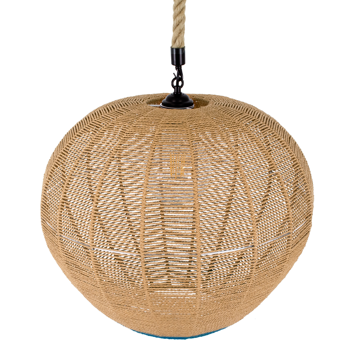 LEDTM® SIMON 00727 Boho Κρεμαστό Φωτιστικό Οροφής με Ντουί 1 x E27 AC 220-240V IP20 - Μπεζ & Μπλε - Μ50 x Π50 x Y47cm - Image 7