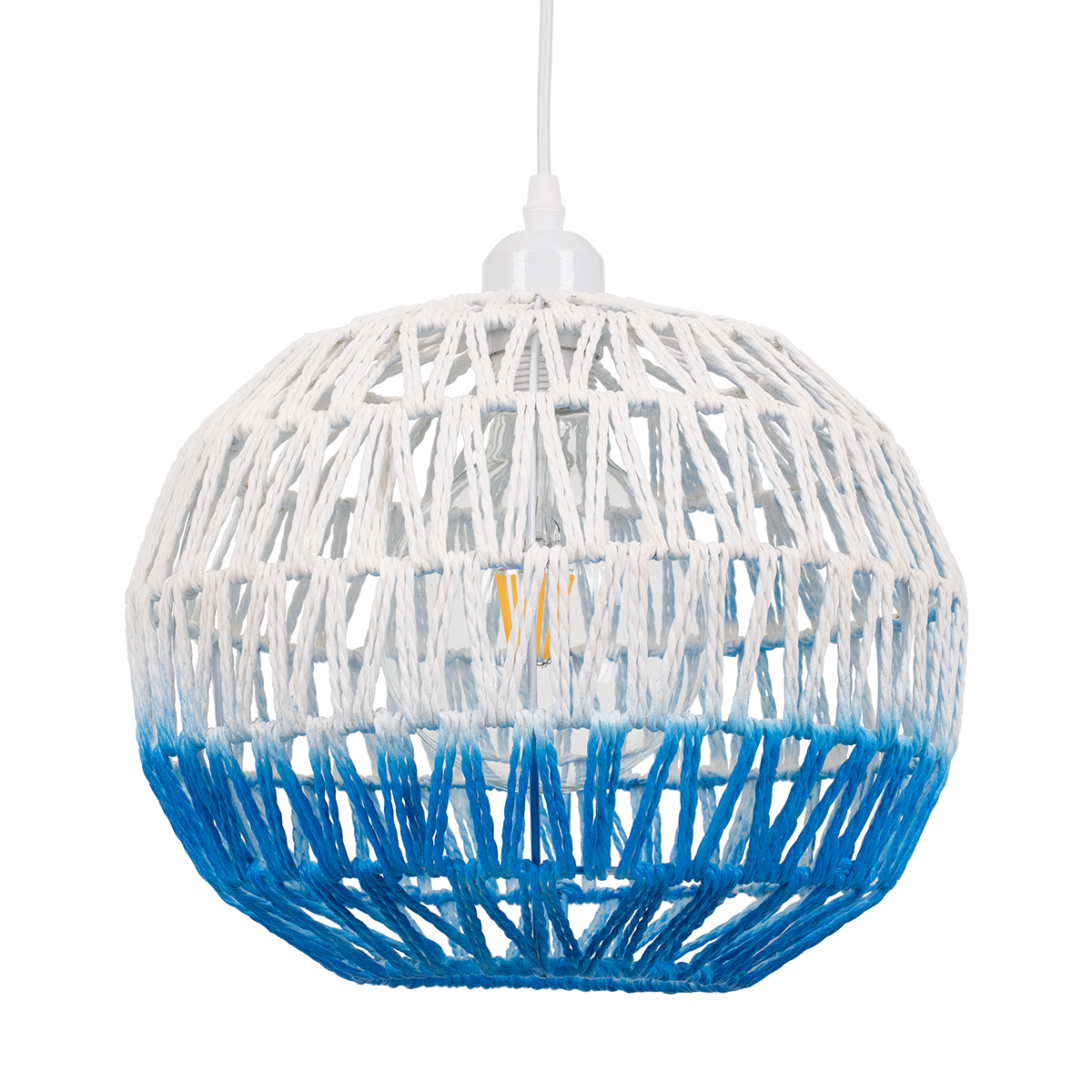 LEDTM® SANTOR 00728 Boho Κρεμαστό Φωτιστικό Οροφής με Ντουί 1 x E27 AC 220-240V IP20 - Λευκό & Μπλε - Μ30 x Π30 x Υ30cm - Image 5