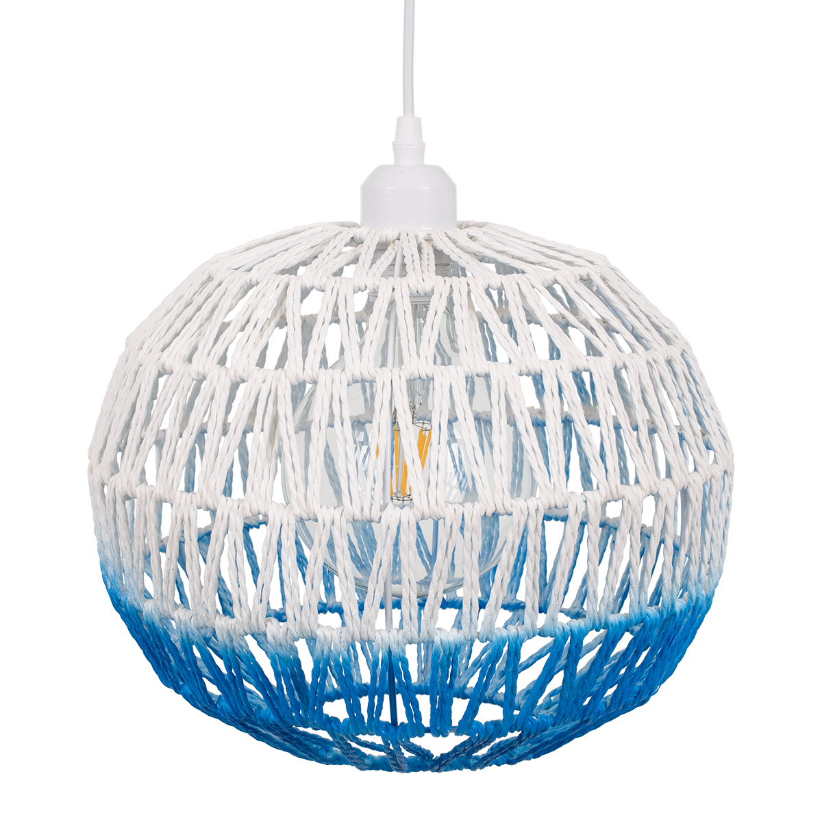 LEDTM® SANTOR 00728 Boho Κρεμαστό Φωτιστικό Οροφής με Ντουί 1 x E27 AC 220-240V IP20 - Λευκό & Μπλε - Μ30 x Π30 x Υ30cm - Image 6