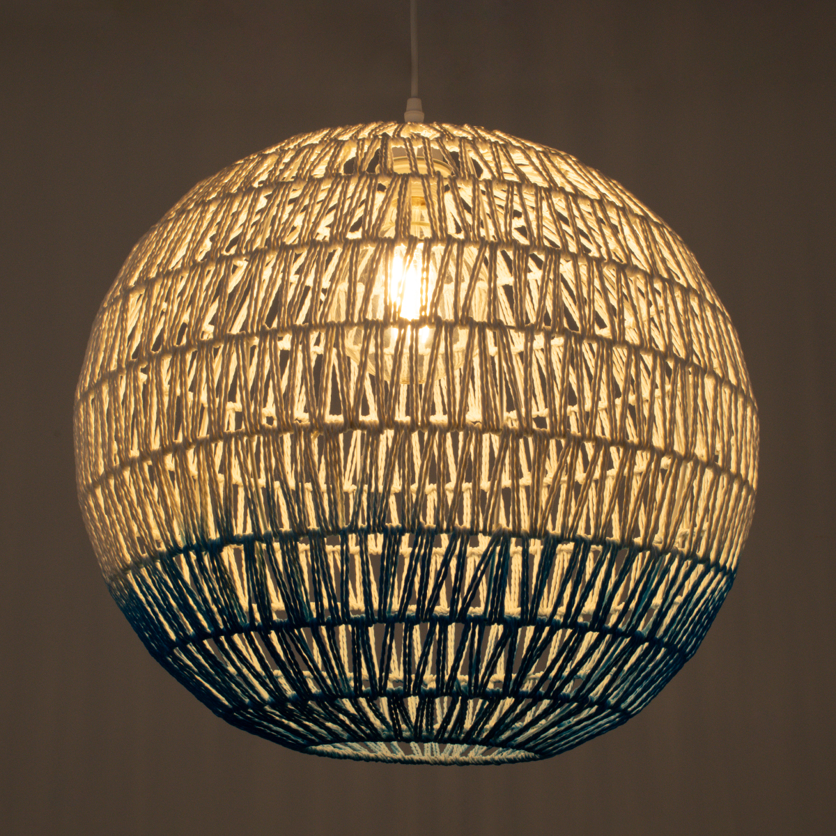 LEDTM® SANTOR 00729 Boho Κρεμαστό Φωτιστικό Οροφής με Ντουί 1 x E27 AC 220-240V IP20 - Λευκό & Μπλε - Μ50 x Π50 x Y50cm - Image 3