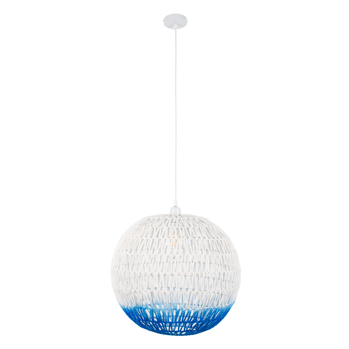 LEDTM® SANTOR 00729 Boho Κρεμαστό Φωτιστικό Οροφής με Ντουί 1 x E27 AC 220-240V IP20 - Λευκό & Μπλε - Μ50 x Π50 x Y50cm - Image 4