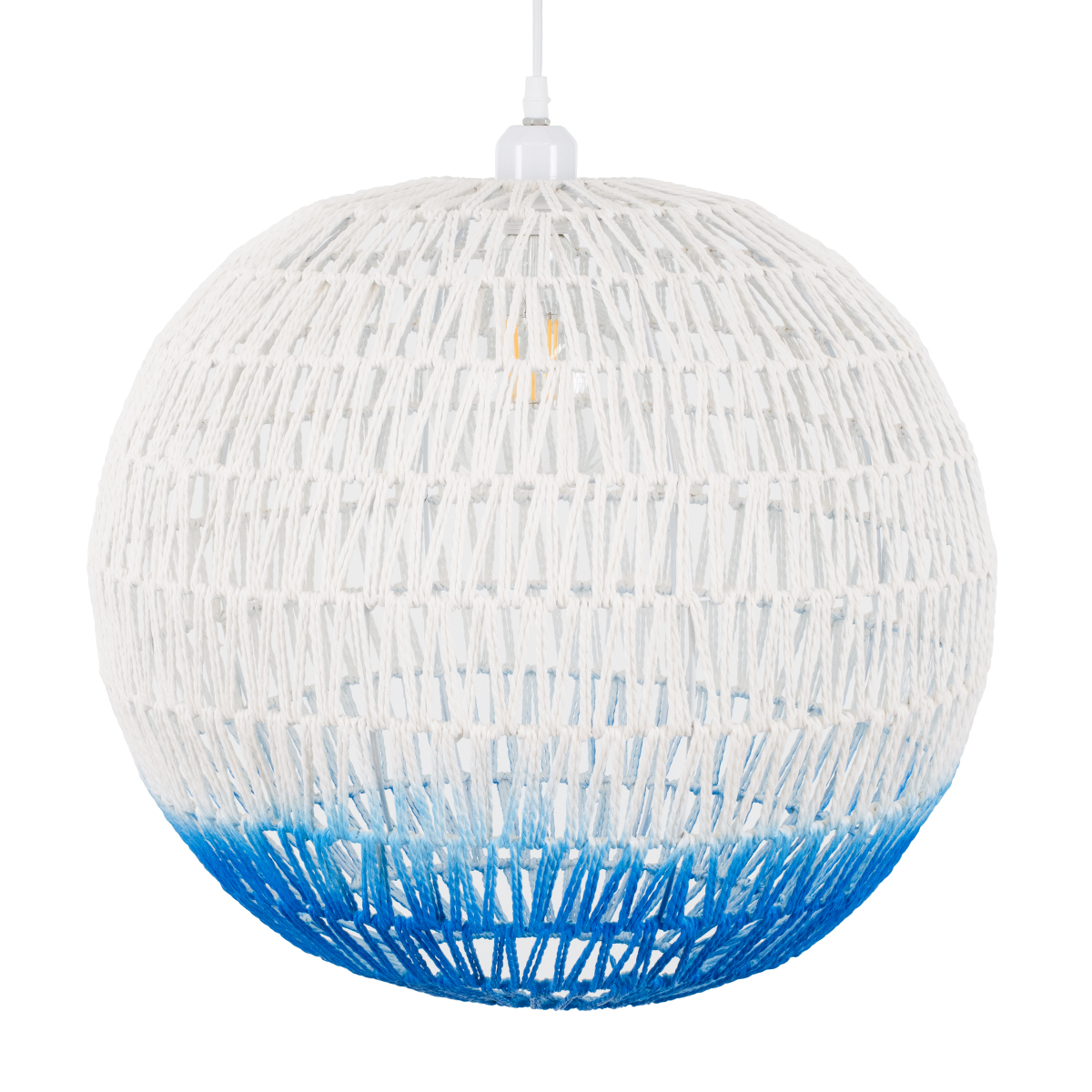 LEDTM® SANTOR 00729 Boho Κρεμαστό Φωτιστικό Οροφής με Ντουί 1 x E27 AC 220-240V IP20 - Λευκό & Μπλε - Μ50 x Π50 x Y50cm - Image 6